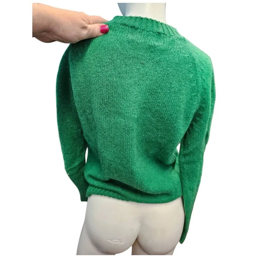 Red Door Ski Shop Green Sweater Womens Medium 38 Vintage 80's Wool Blend - Picture 4 of 8
